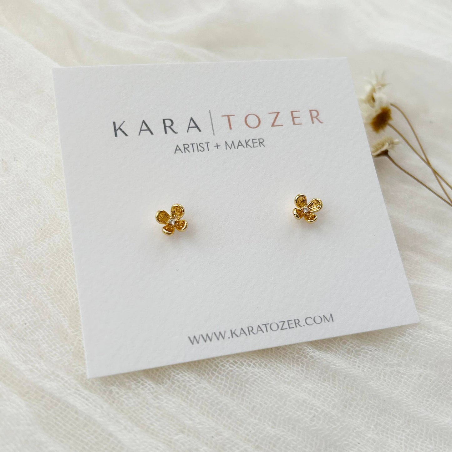 KARA | TOZER - Dainty Gold Flower Studs #2
