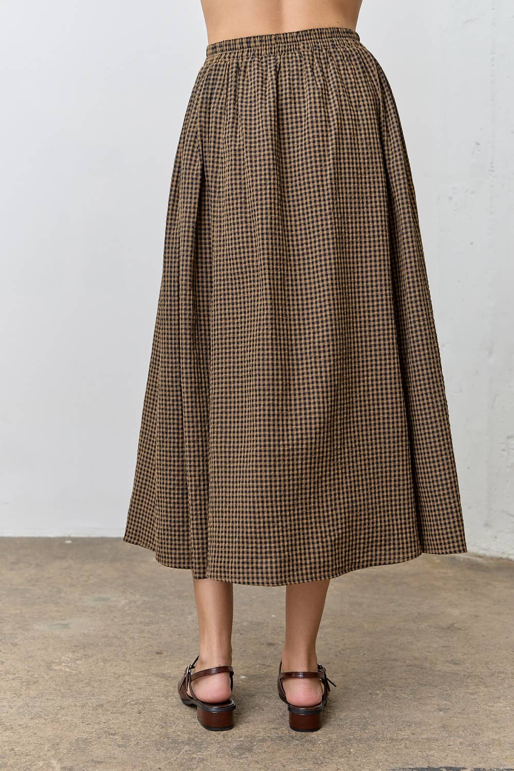 Polagram by Wellmade USA - GINGHAM MAXI SKIRT