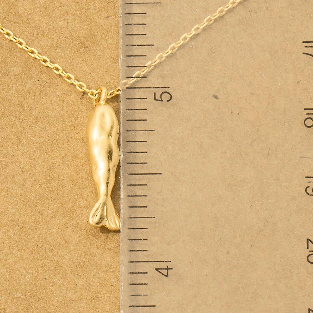 Fame Accessories - Gold Dipped Matte Finished Fish Pendant Necklace