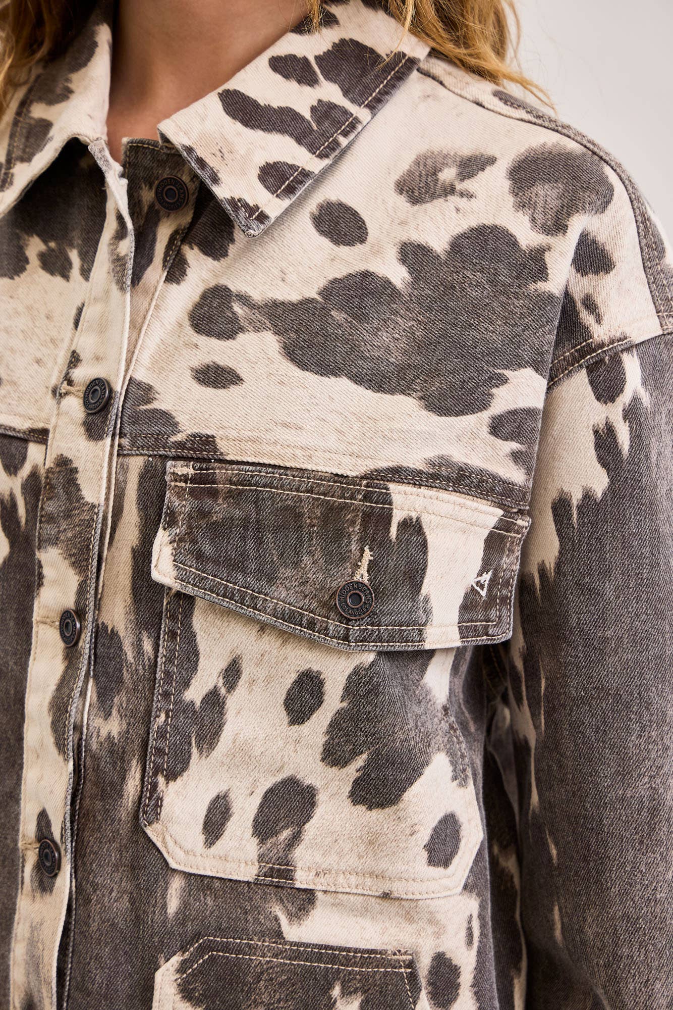 Hidden Jeans - Cow Print Oversized Shacket
