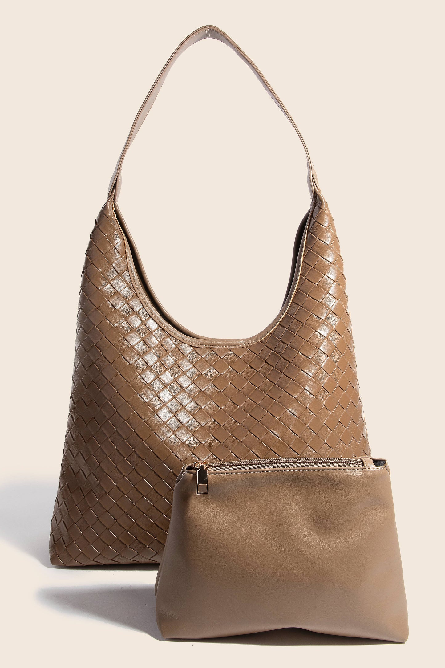 Woven Faux Leather Tote Bag