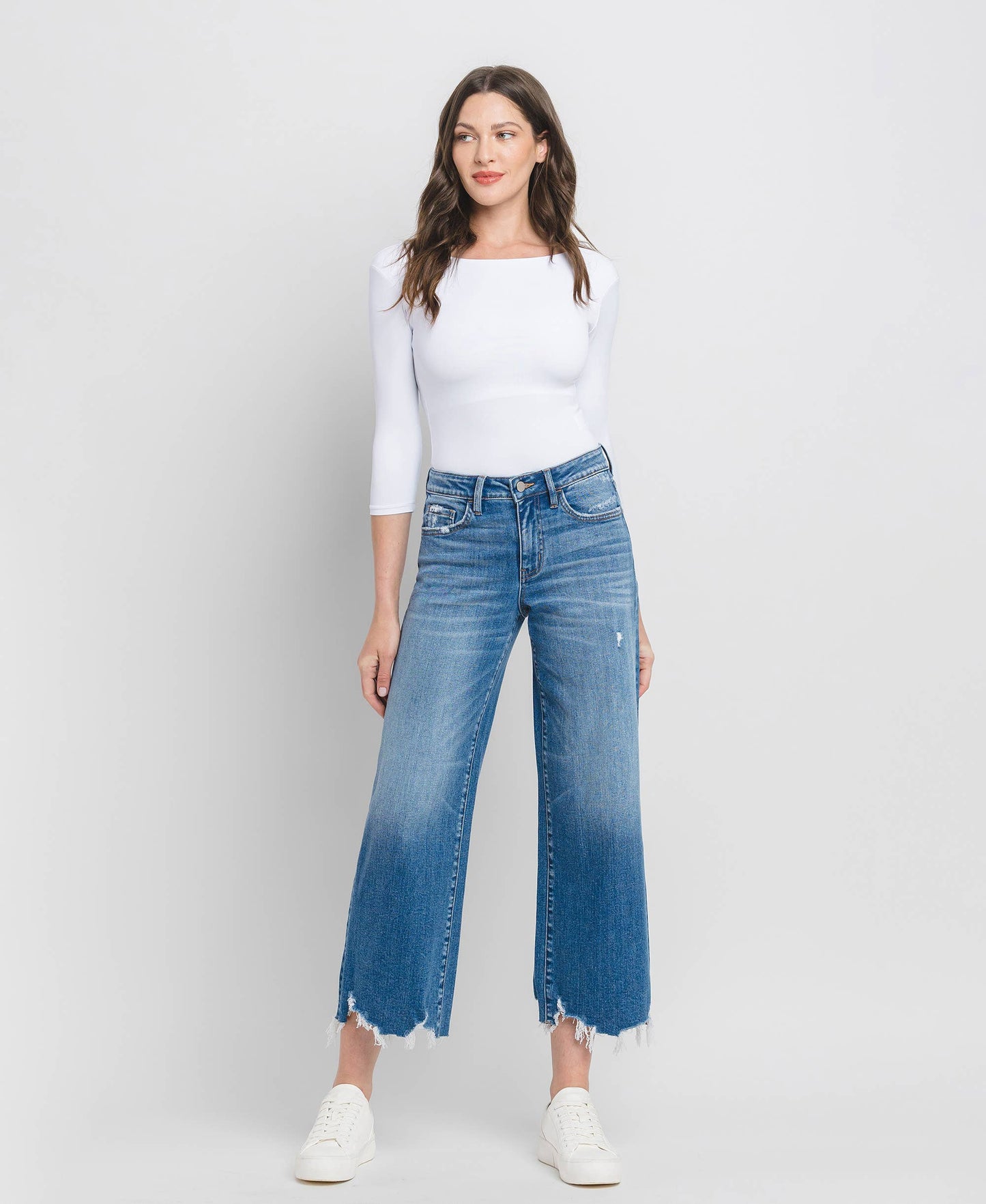 FLYING MONKEY - HIGH RISE CROP WIDE LEG JEANS