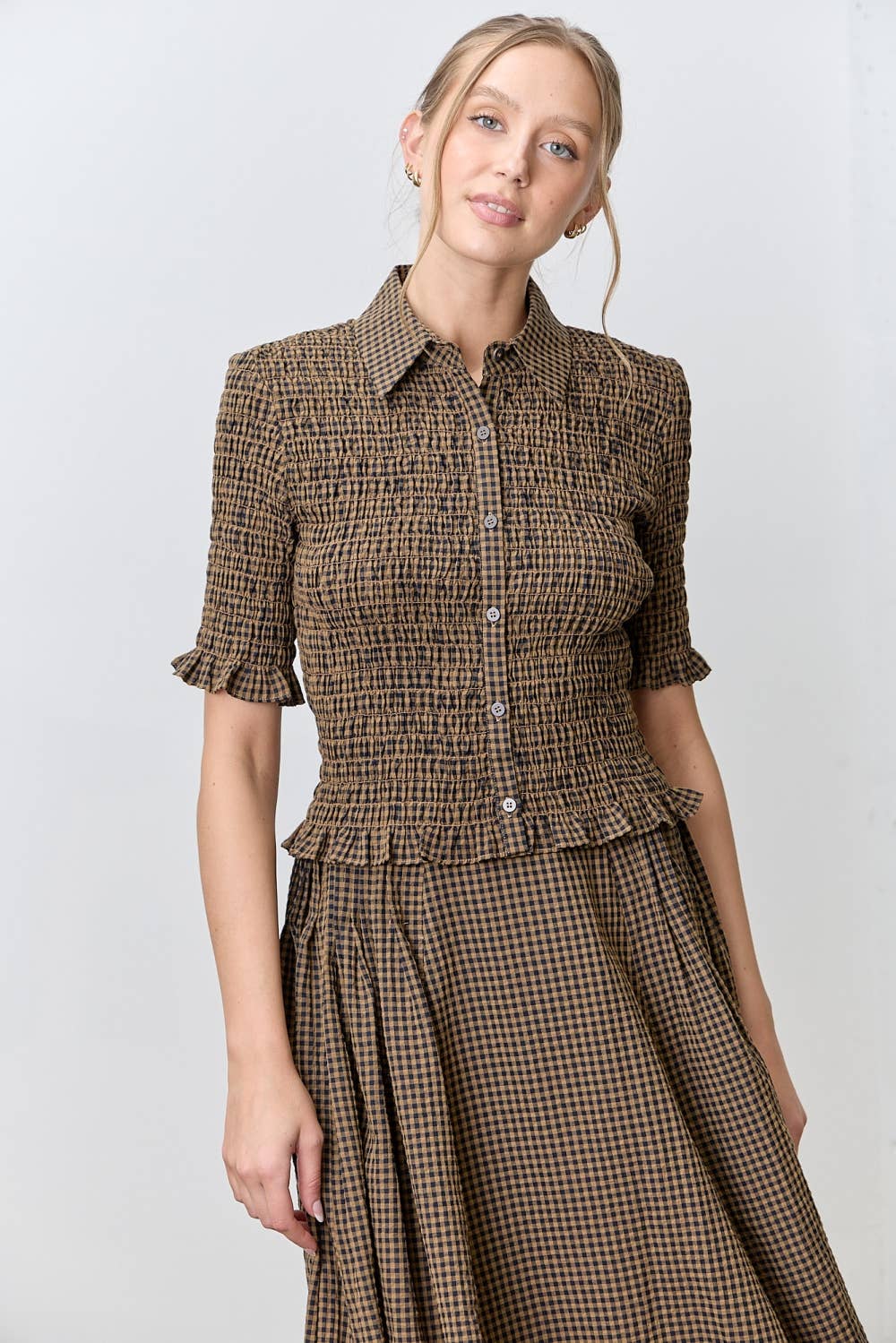 Polagram by Wellmade USA - GINGHAM MAXI SKIRT