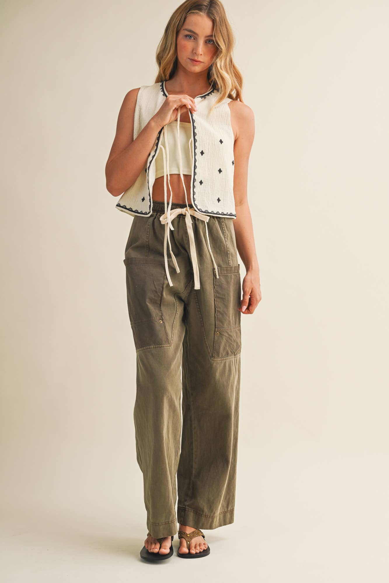 Mustard Seed - SIDE POCKET WIDE PANTS