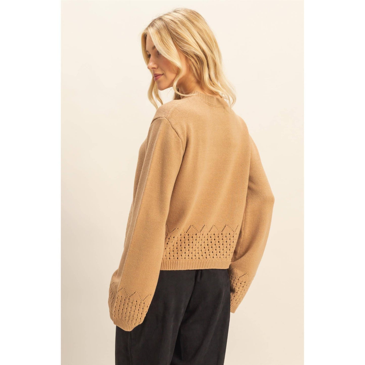 HYFVE - Unique Eyelet Detailed Long Sleeve Sweater
