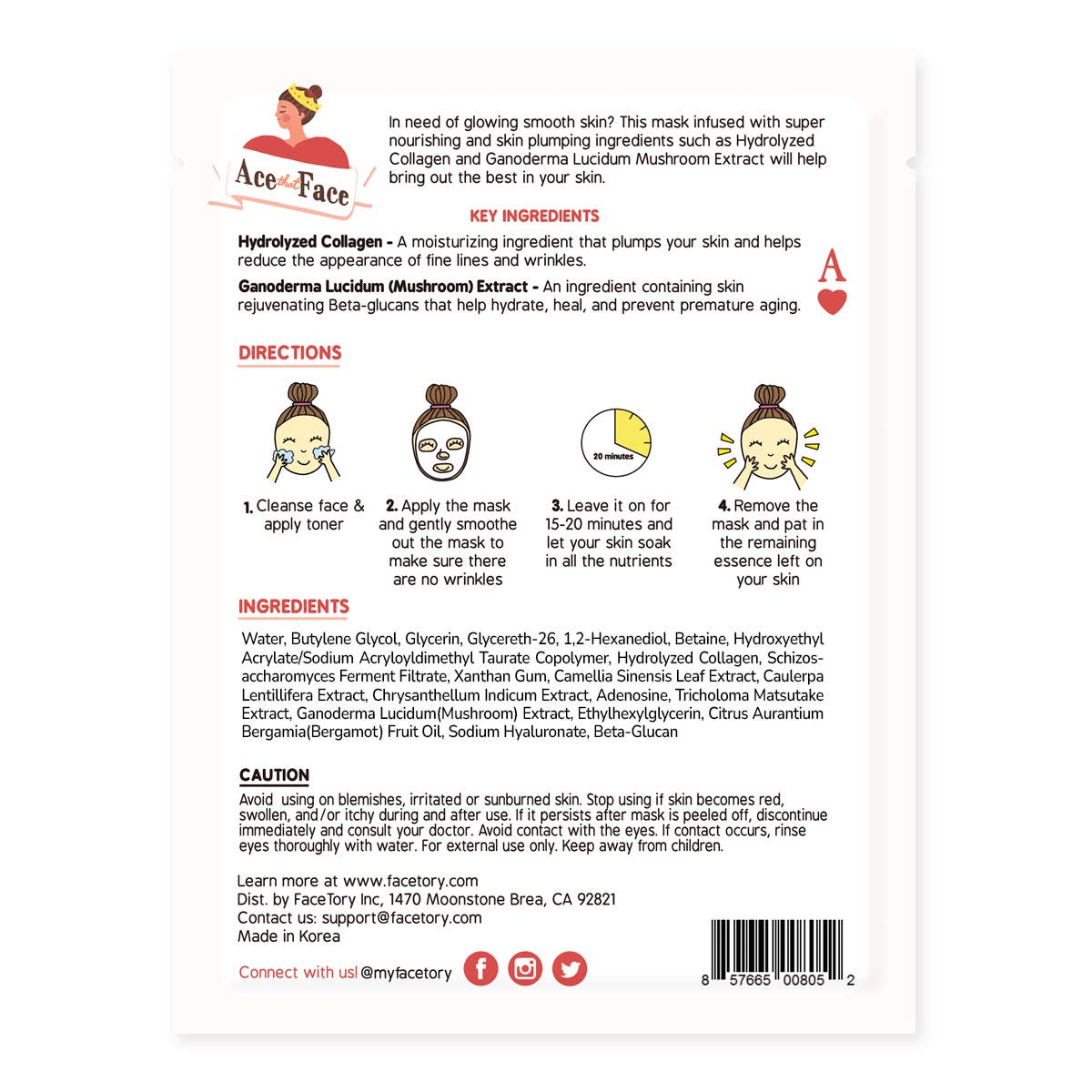 FaceTory - Face Mask - Korean Beauty - Firming Collagen - Ace That Face