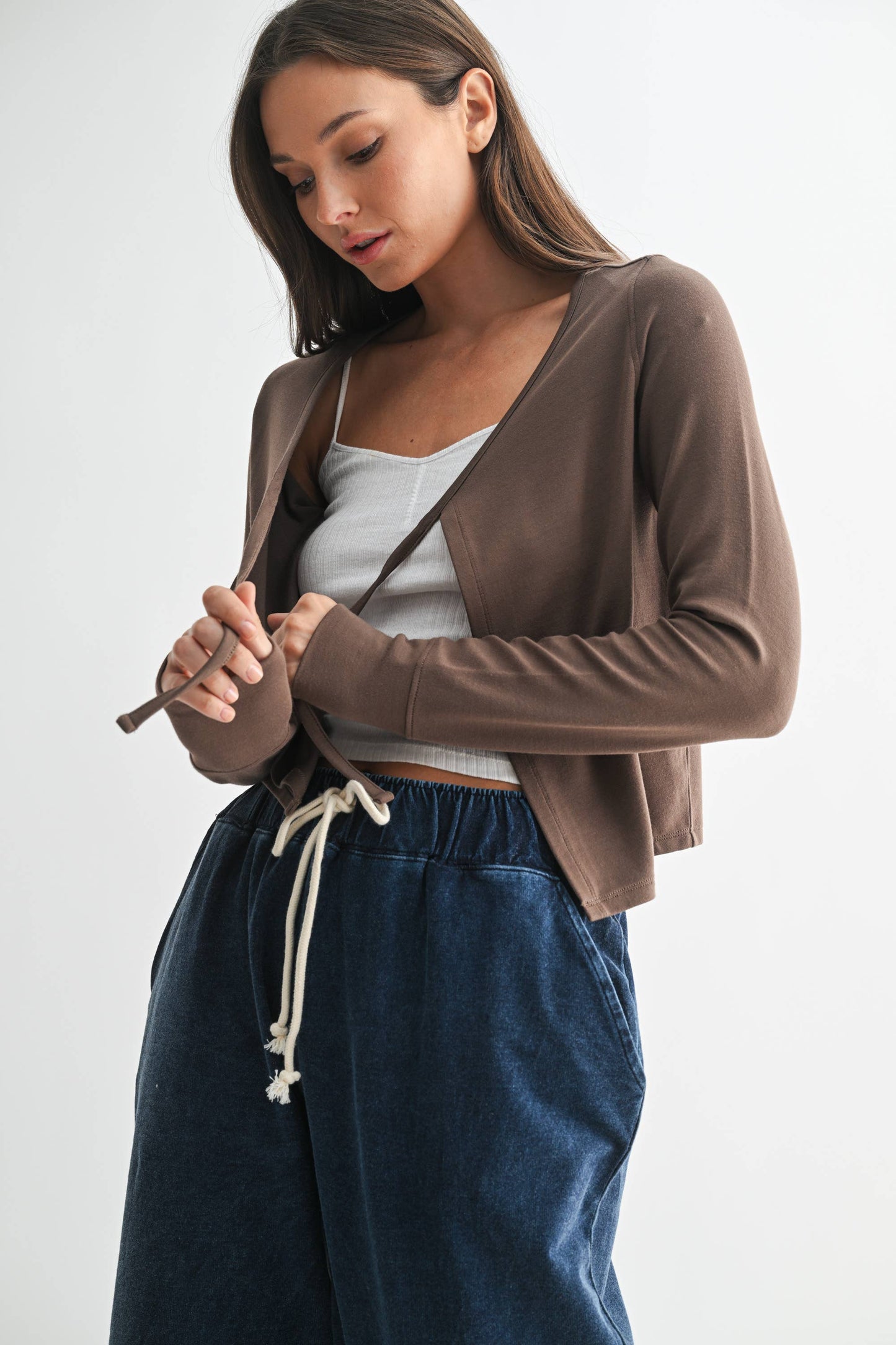 Mono B - Charming Ballet Tie-Front Sweater
