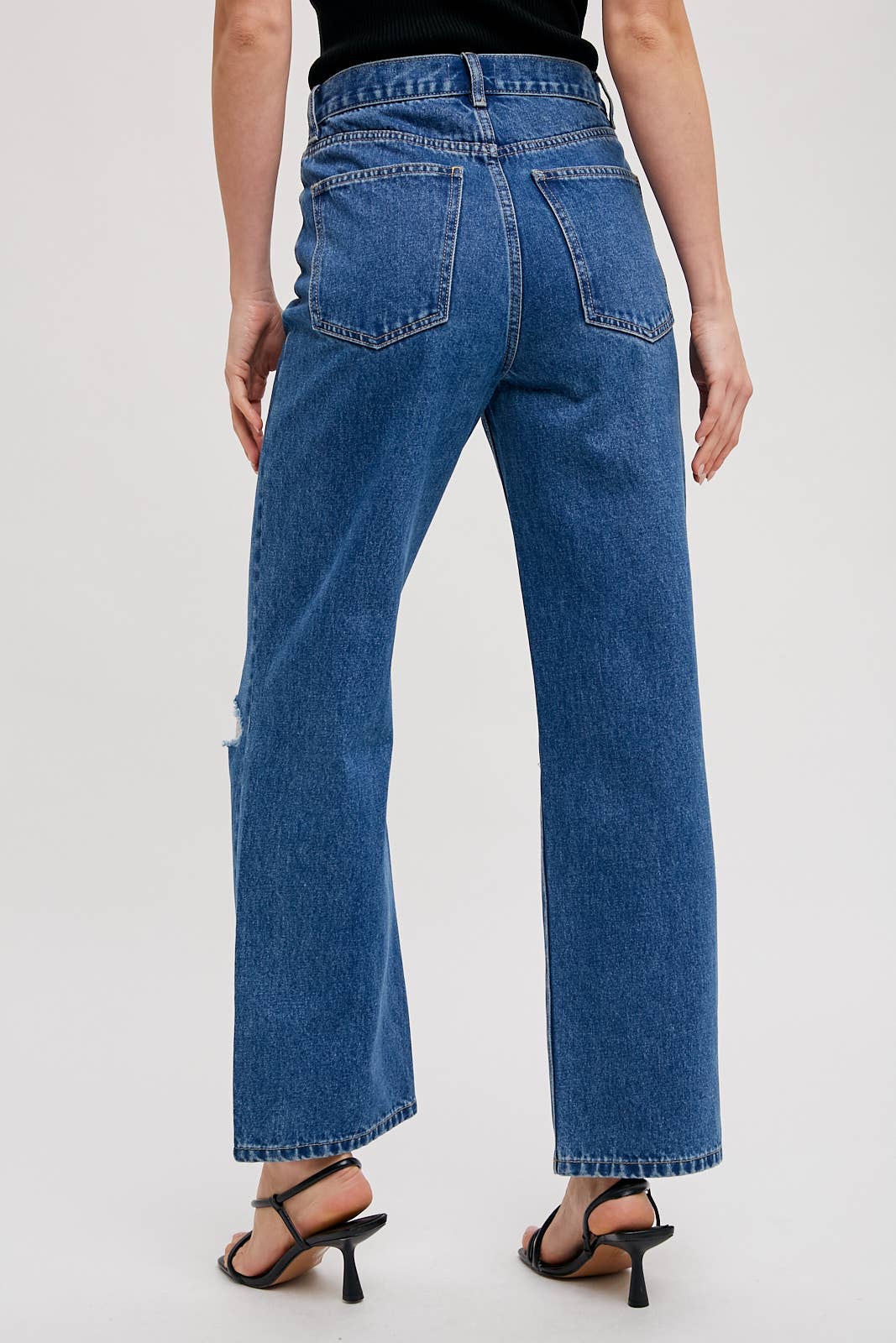 Bluivy - HIGH RISE DISTRESSED DENIM JEANS