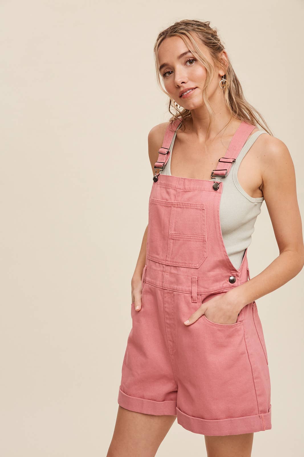 Listicle - Washed Cotton Twill Short Overalls