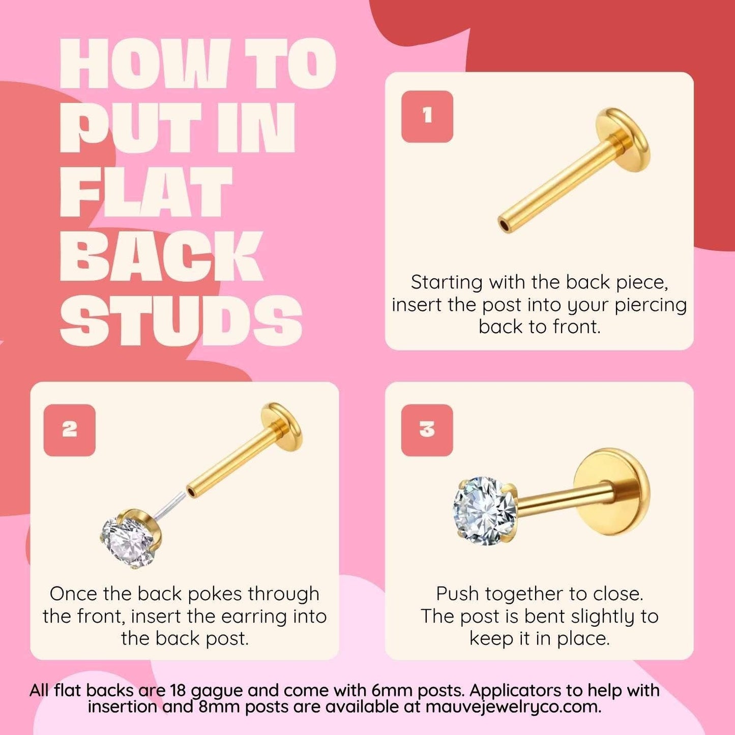 Mauve Jewelry Co. - Diamond Flat Back Studs