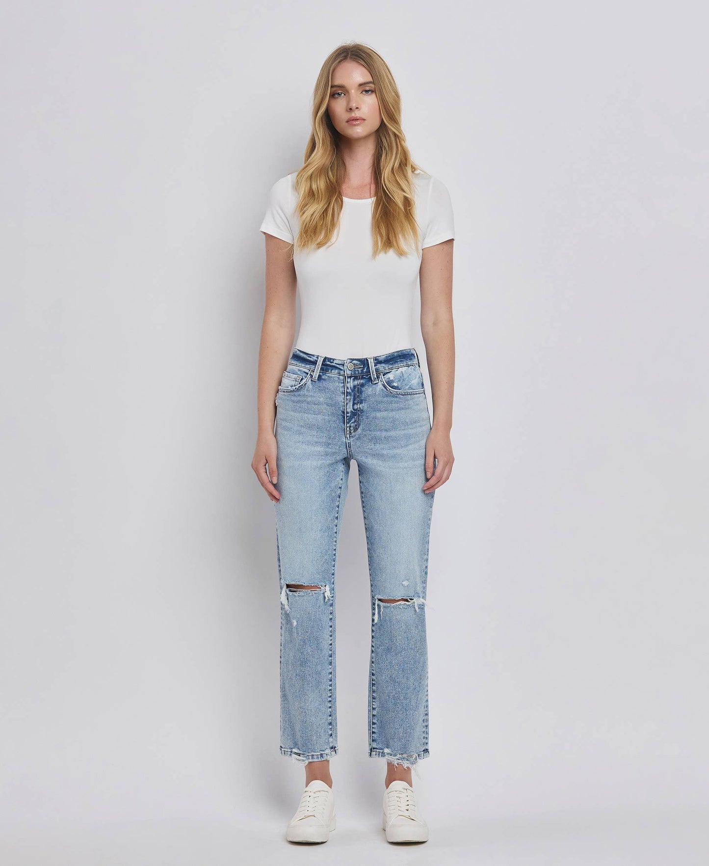 FLYING MONKEY - HIGH RISE DISTRESSED STRAIGHT JEANS
