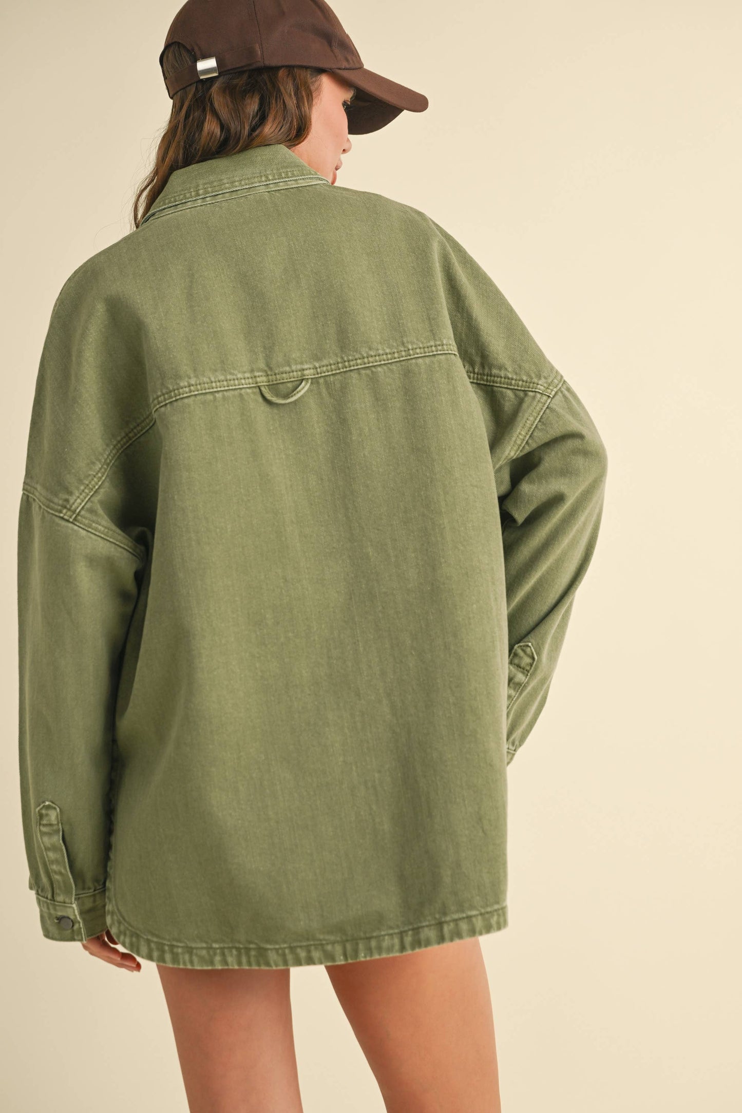 MIOU MUSE - WASHED SNAP BUTTON DENIM SHACKET