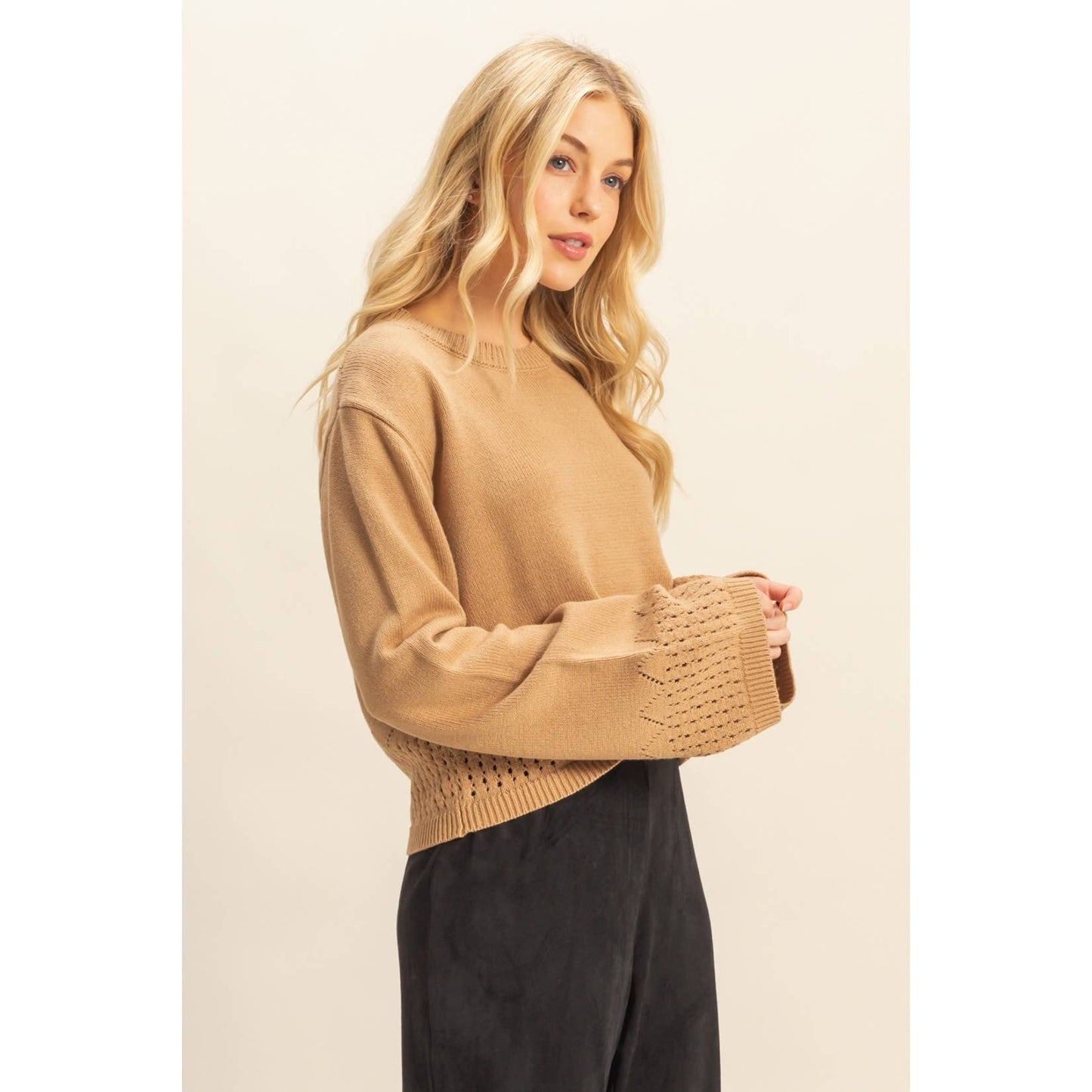HYFVE - Unique Eyelet Detailed Long Sleeve Sweater