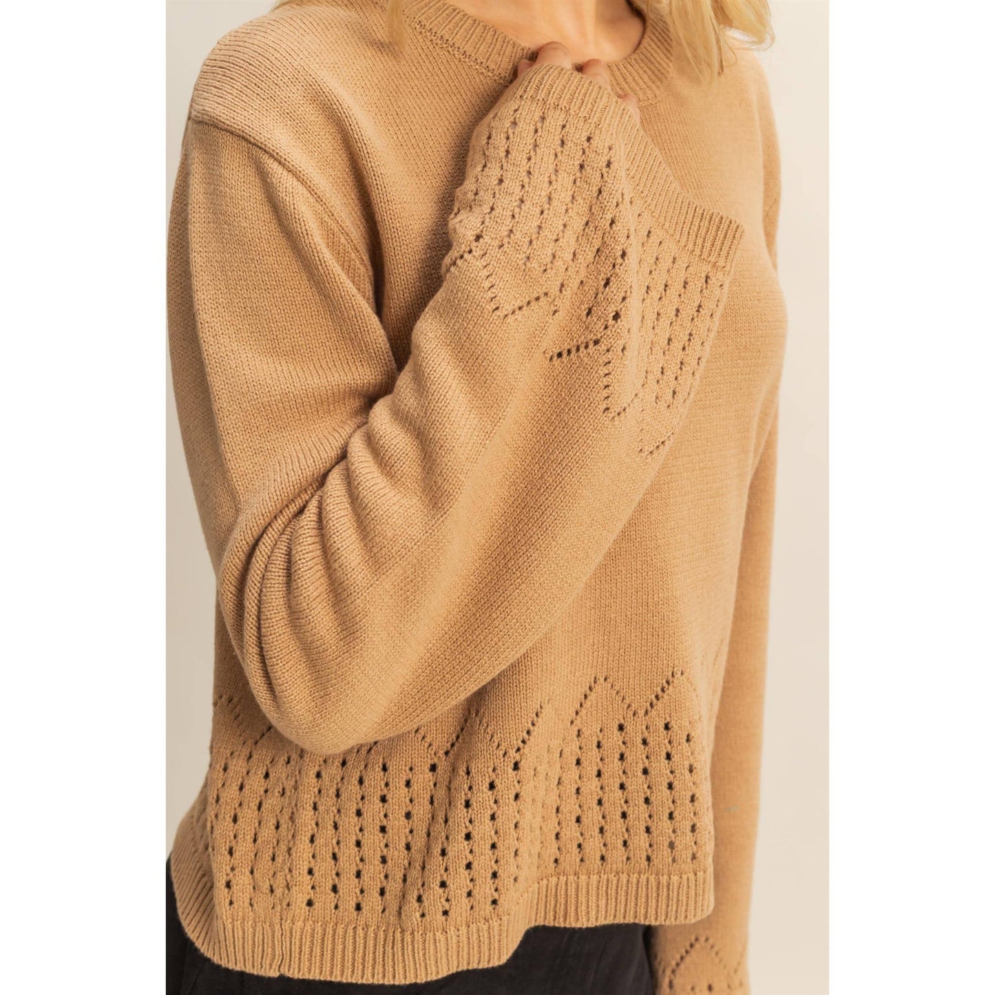 HYFVE - Unique Eyelet Detailed Long Sleeve Sweater