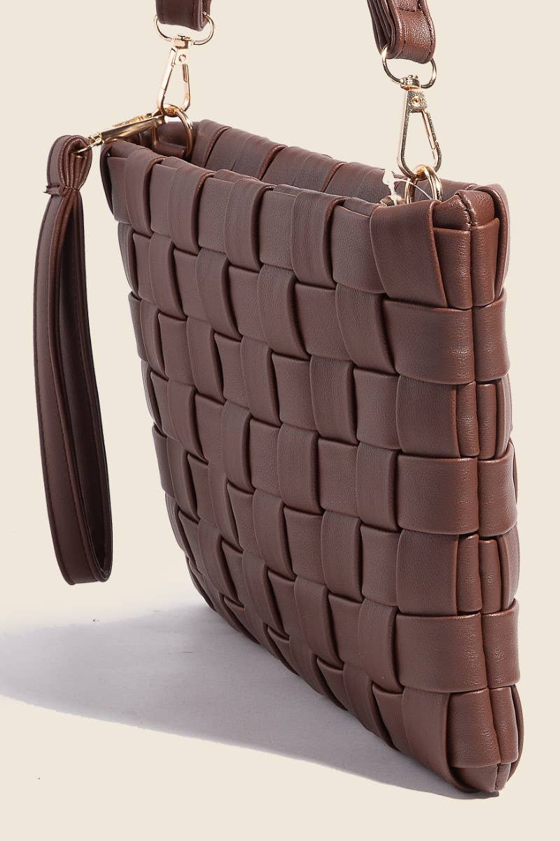 Faux Leather Basket Weave Hand Bag