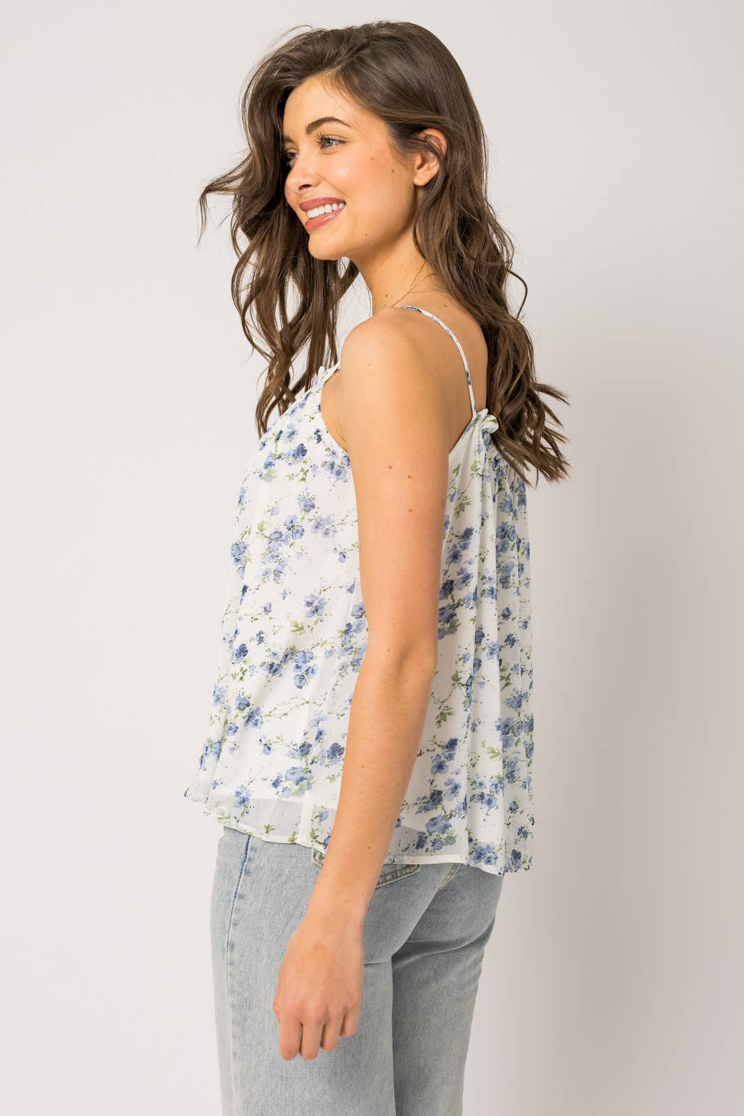 GILLI - PLEATED CAMI FLORAL TOP