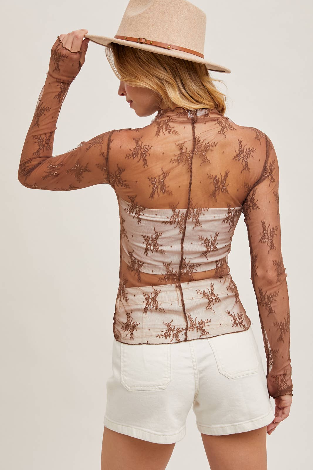 Bluivy - FLORAL EMBROIDERY LACE MESH LAYERING TOP
