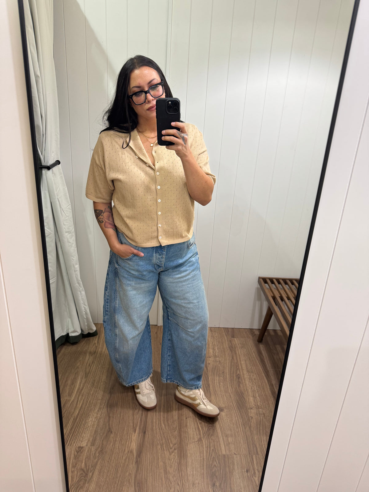 Take Your Time pointelle short sleeve cardigan