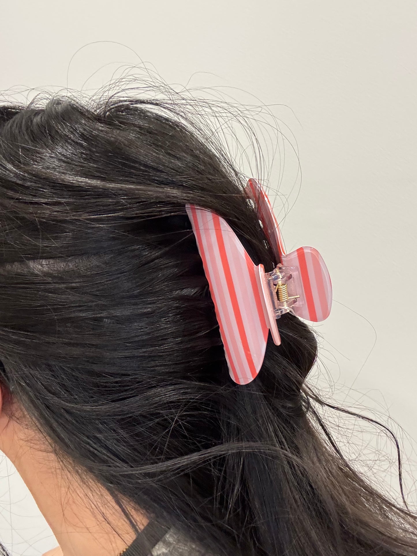 JOSSLYN by wall to wall - JUMBO STRIPE PLAID OVAL HAIR CLAW CLIPS |