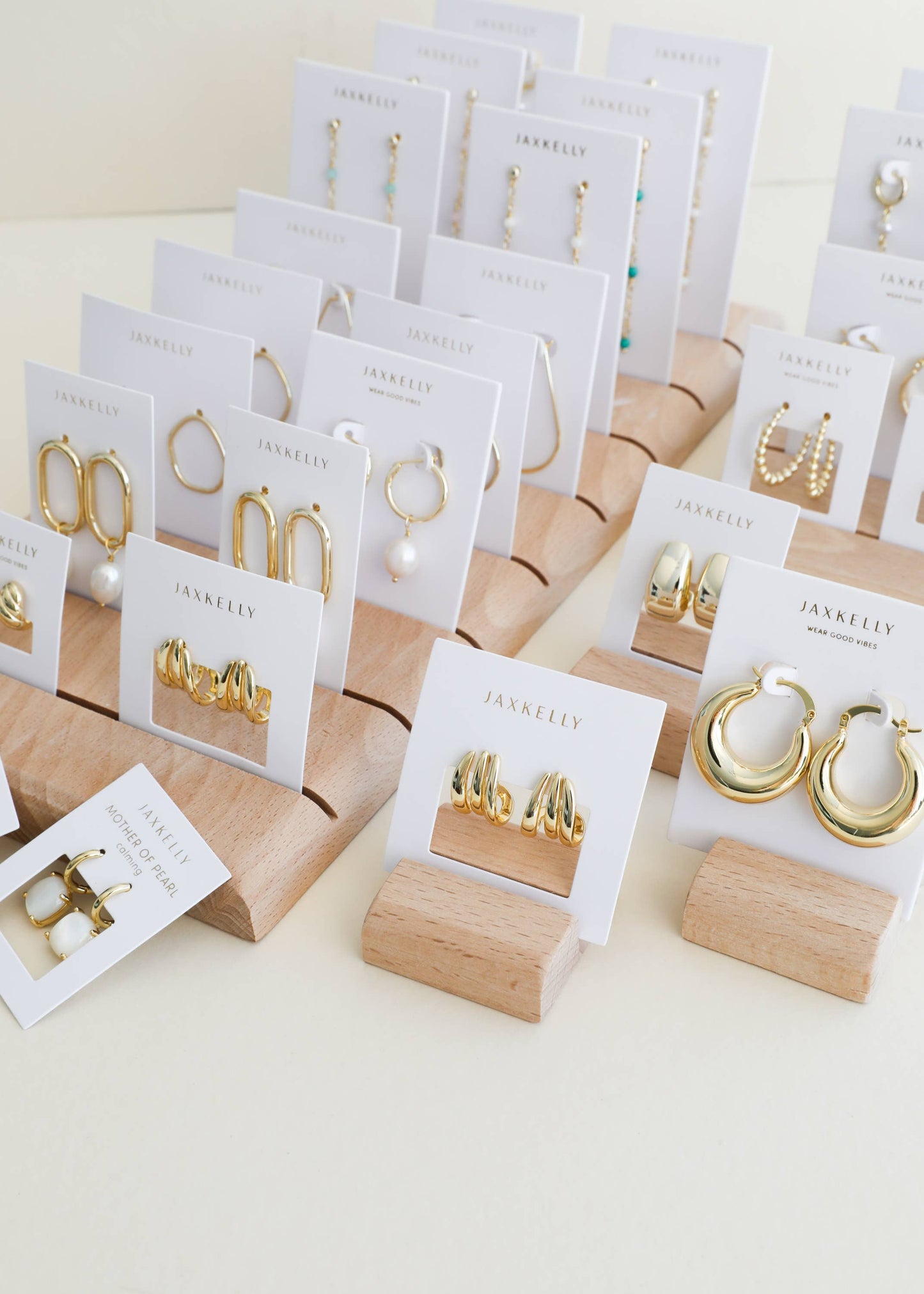 JaxKelly - Gold Three Hoop Huggie - Earring