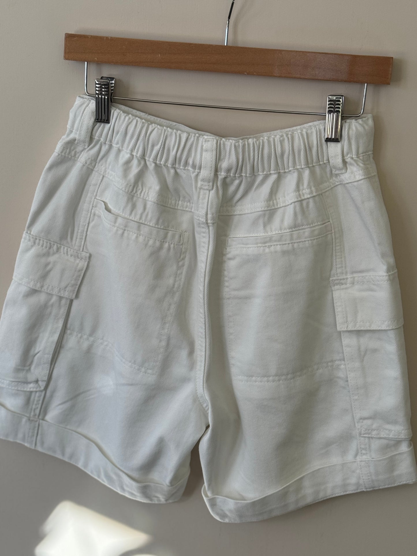 Wishlist - White Denim Cargo Shorts w/ Drawstring