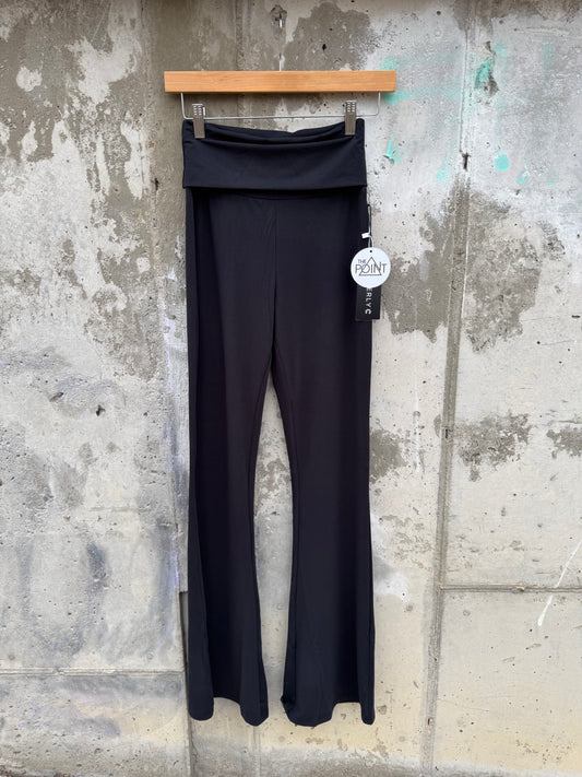 Kimberly C - Black Folded Waistband Flare Leggings