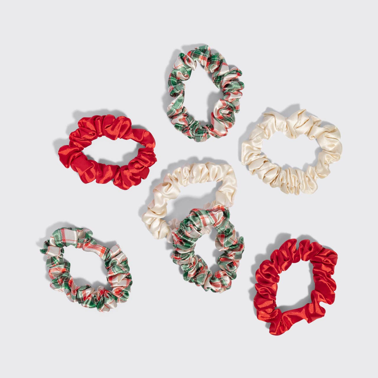 KITSCH - Holiday Ruched Satin Scrunchies 7pc Set