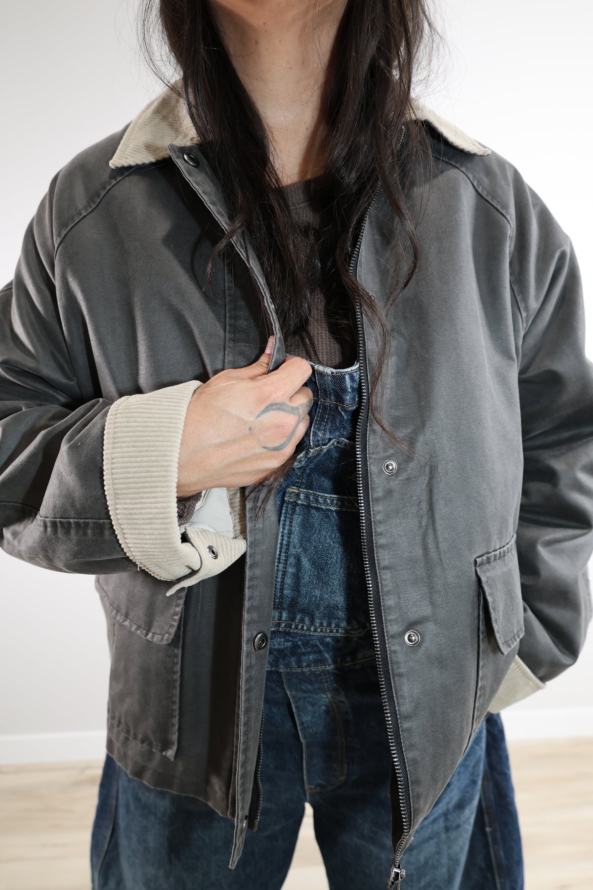City Lights contrast collar utility jacket