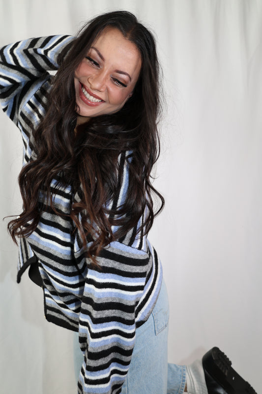 Here Comes Trouble striped button down cardigan