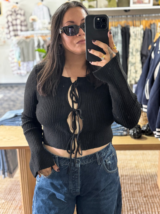 Dress Forum long sleeve tie detail sweater