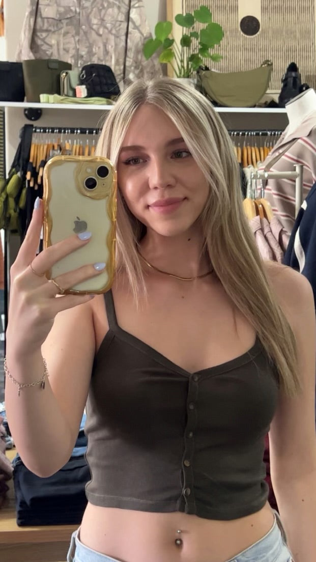 Dress Forum Basic button up crop tank