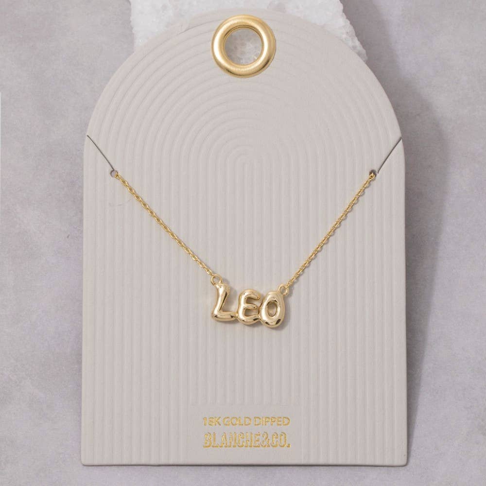 Fame Accessories - Gold Dipped Zodiac Bubble Letter Bar Necklace