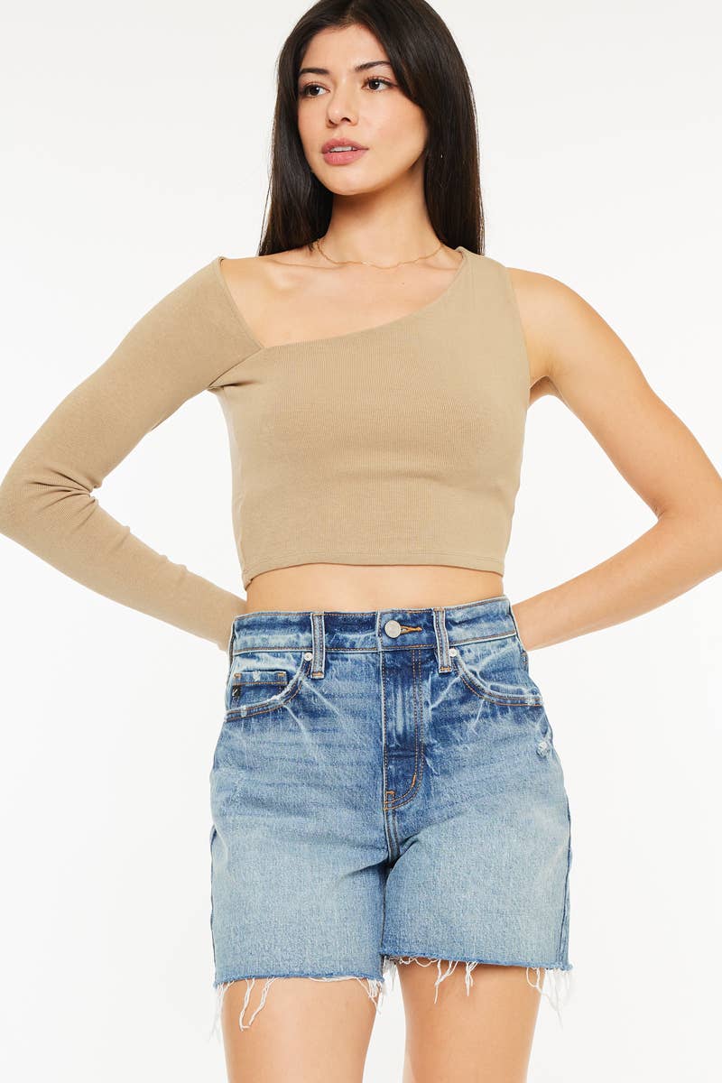 KanCan USA - mid thigh longer denim shorts