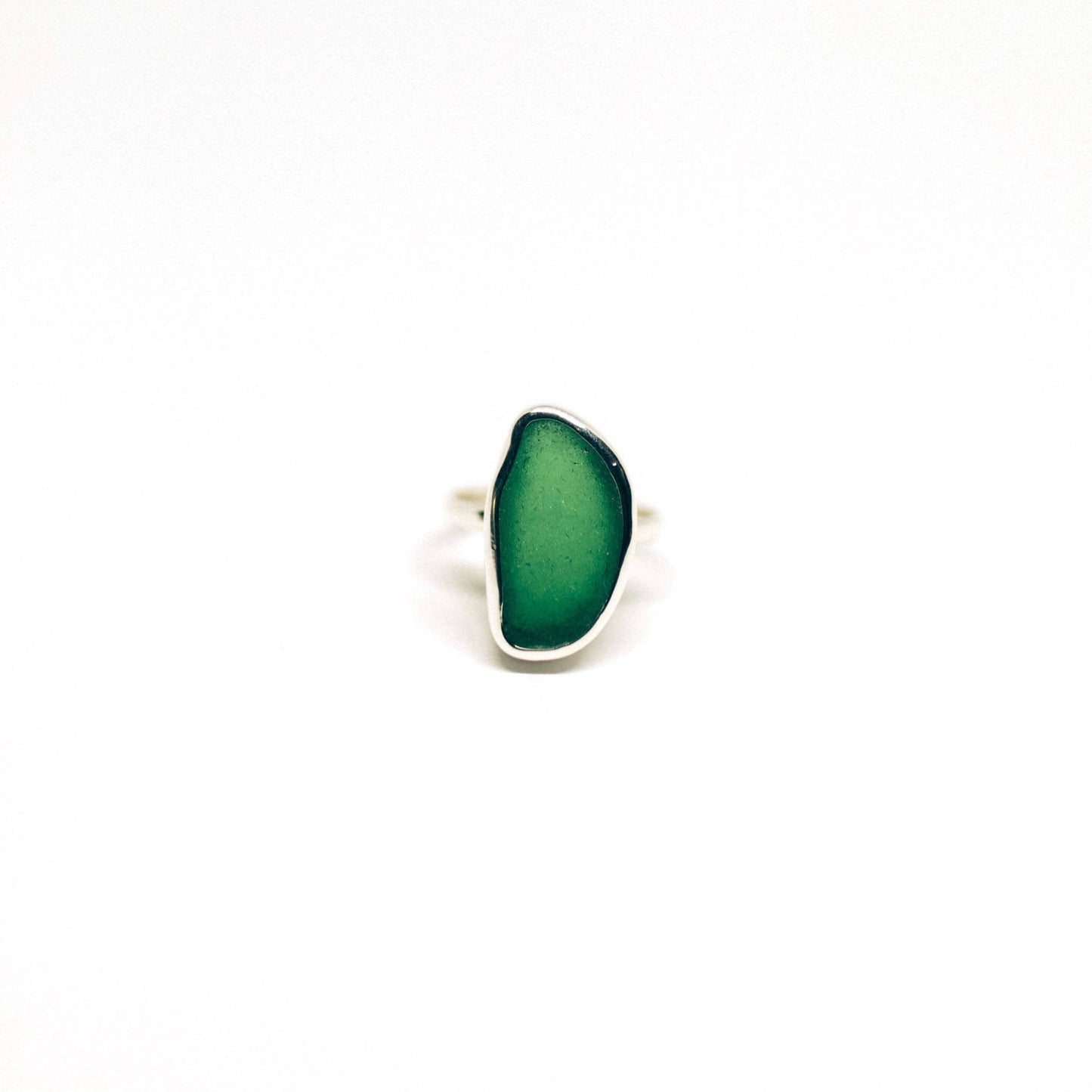 The Salty Gem - Green Sea Glass Ring (Handmade)