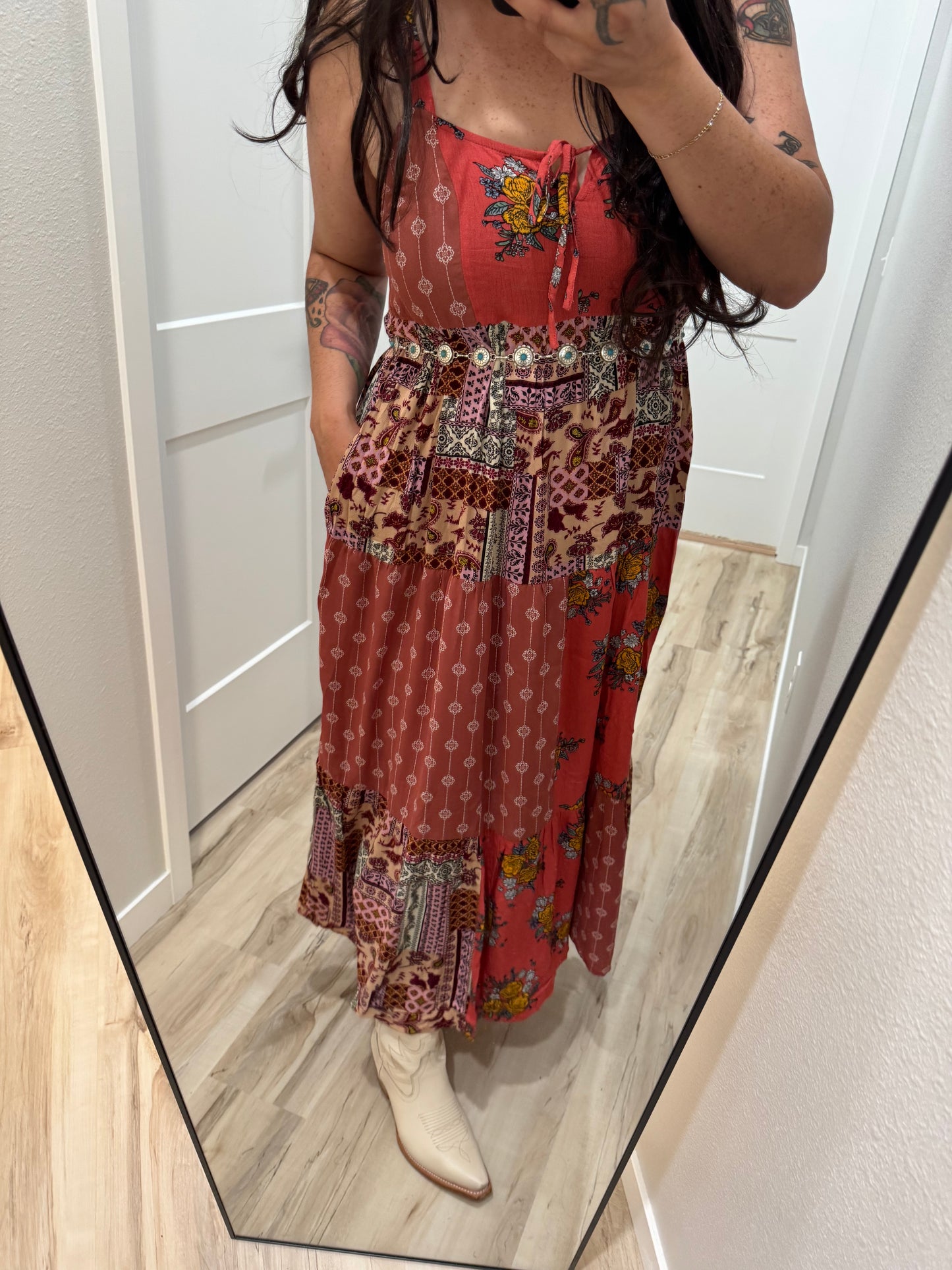 Wishlist - Multicolor Patchwork Tiered Maxi Dress