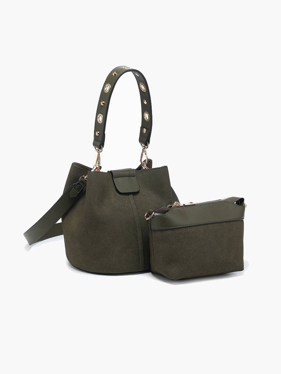 Jen & Co. - Farrah Suede Bucket Bag w/ Top Handle & Inner Bag