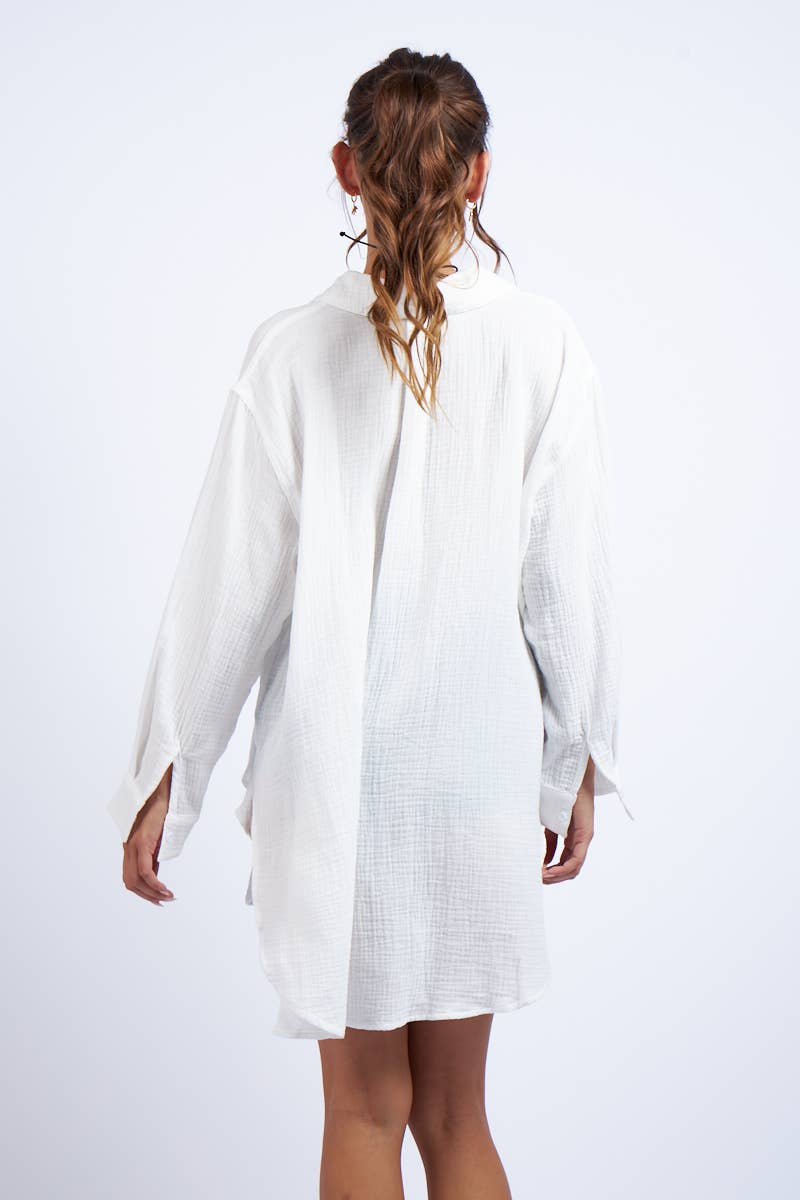Sky to Moon - OVERSIZED SOLID COLOR COVER-UP COLLAR SHIRT
