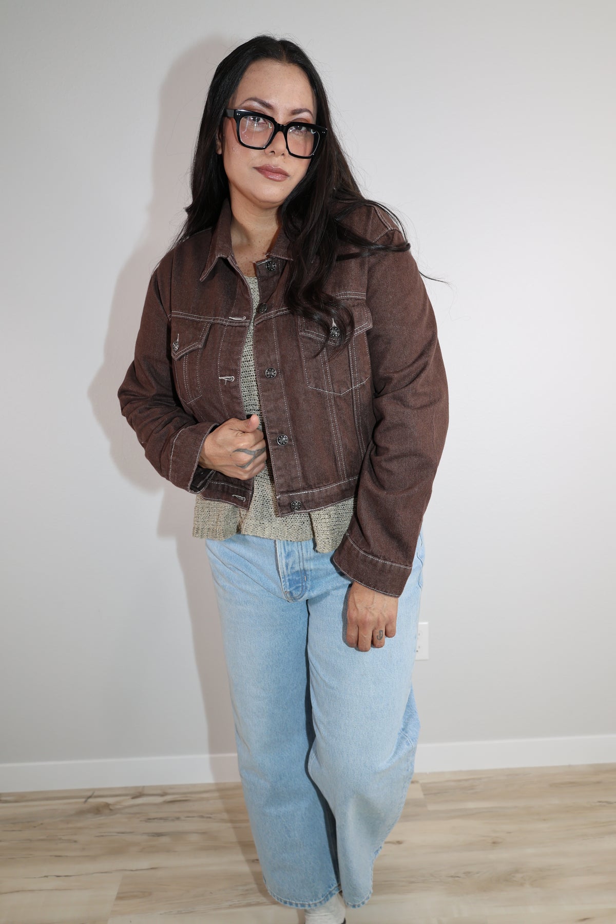 Take My Word cropped button front jacket