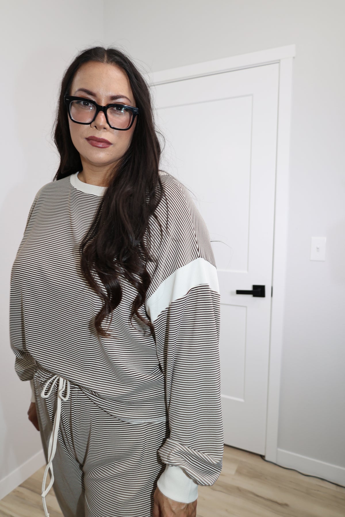 Boarding Soon criss-cross back long sleeve stripe top