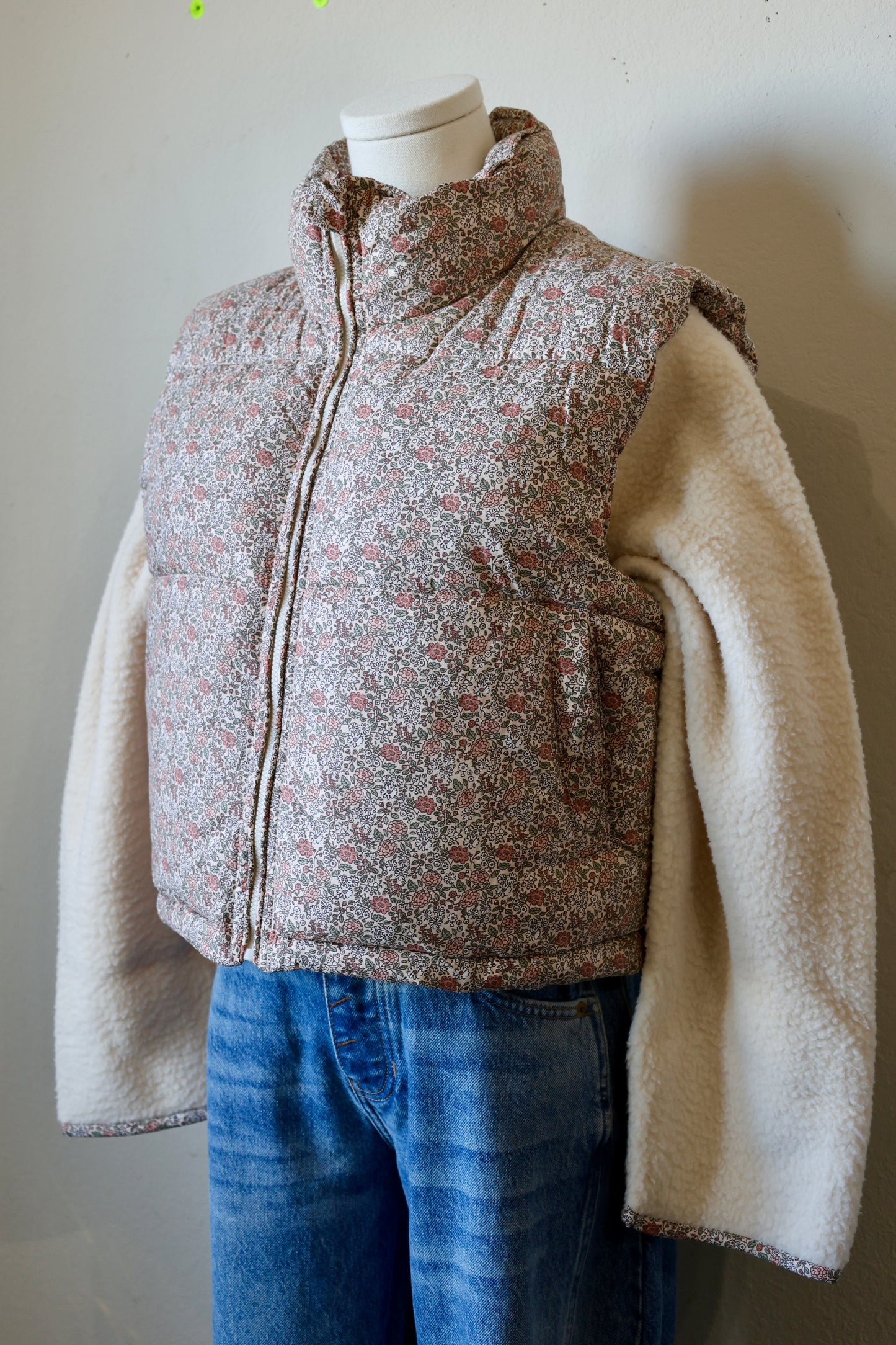 Buttermelon ivory/multi soft snap button lightweight jacket