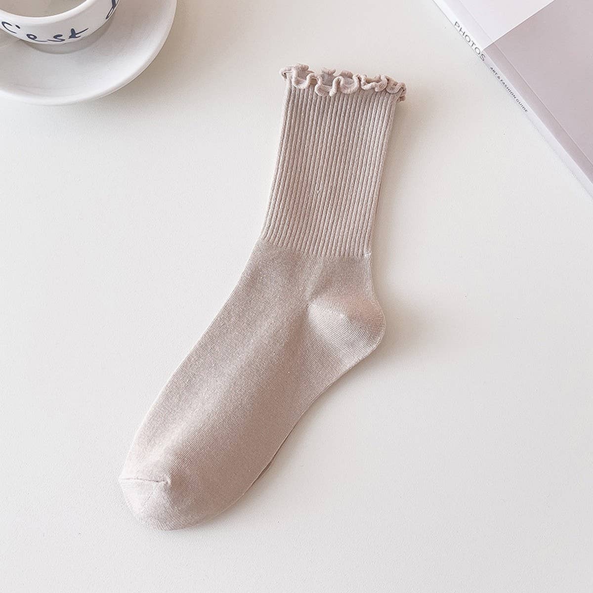 ACCITY - RUFFLE TOP MID-CALF WOMEN'S SOCKS