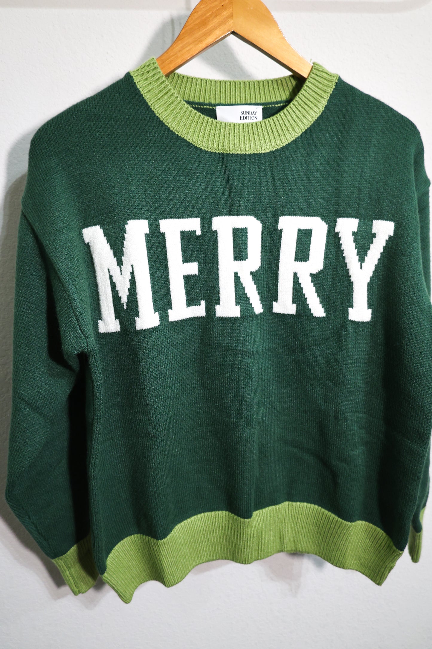 Sunday Edition merry two tone long sleeve sweater