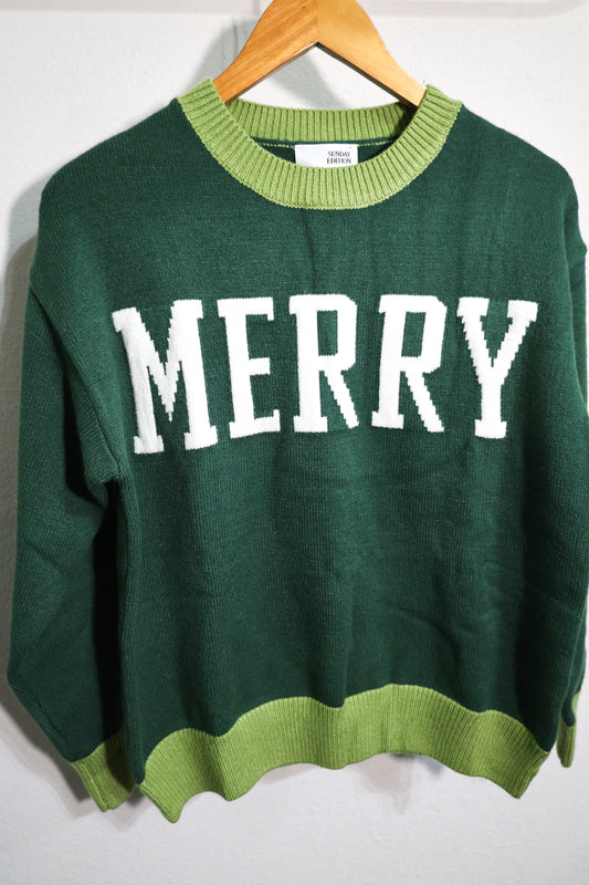 Sunday Edition merry two tone long sleeve sweater