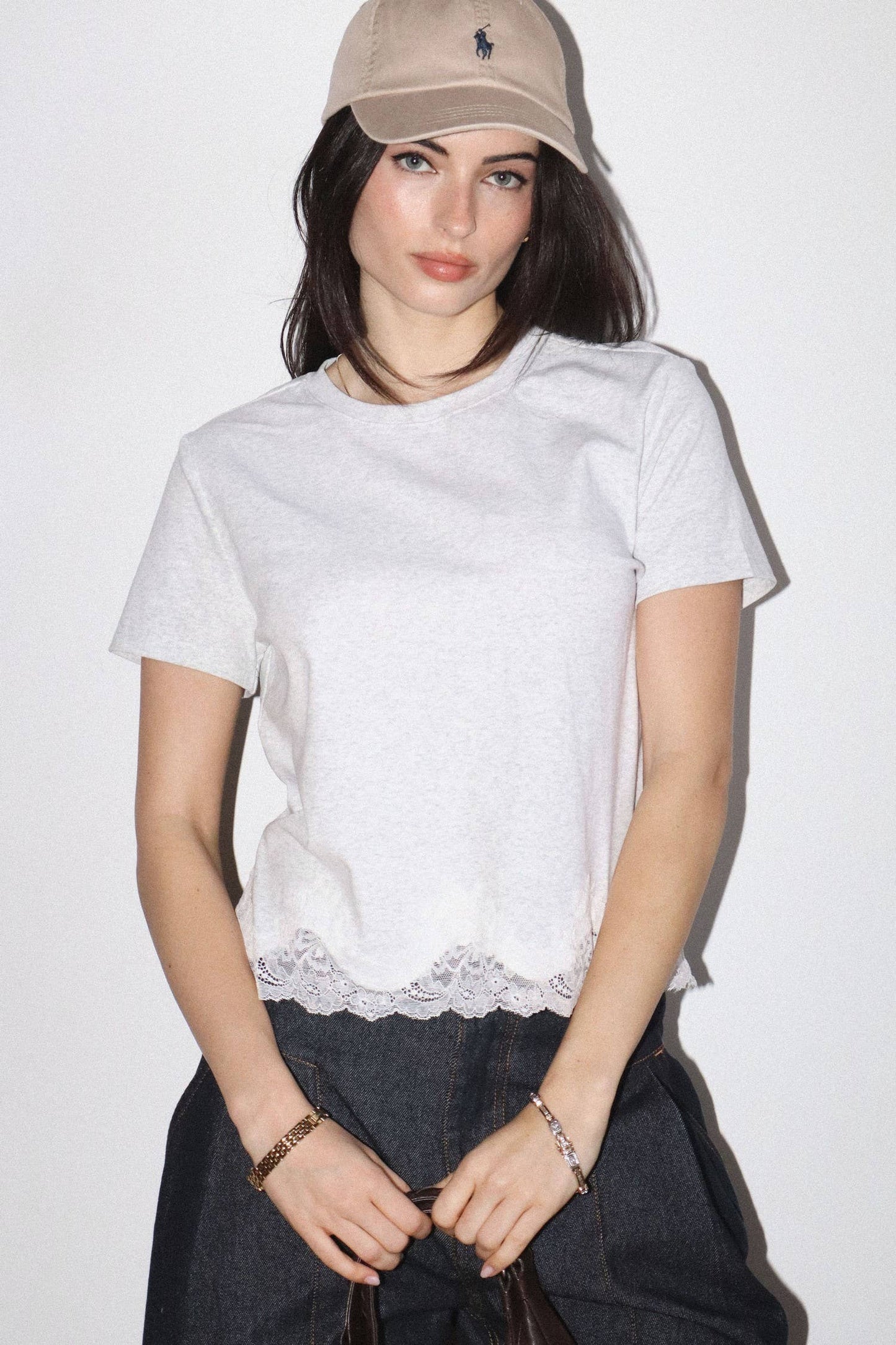 Bailey Rose - Lace Trim Short Sleeve Tee