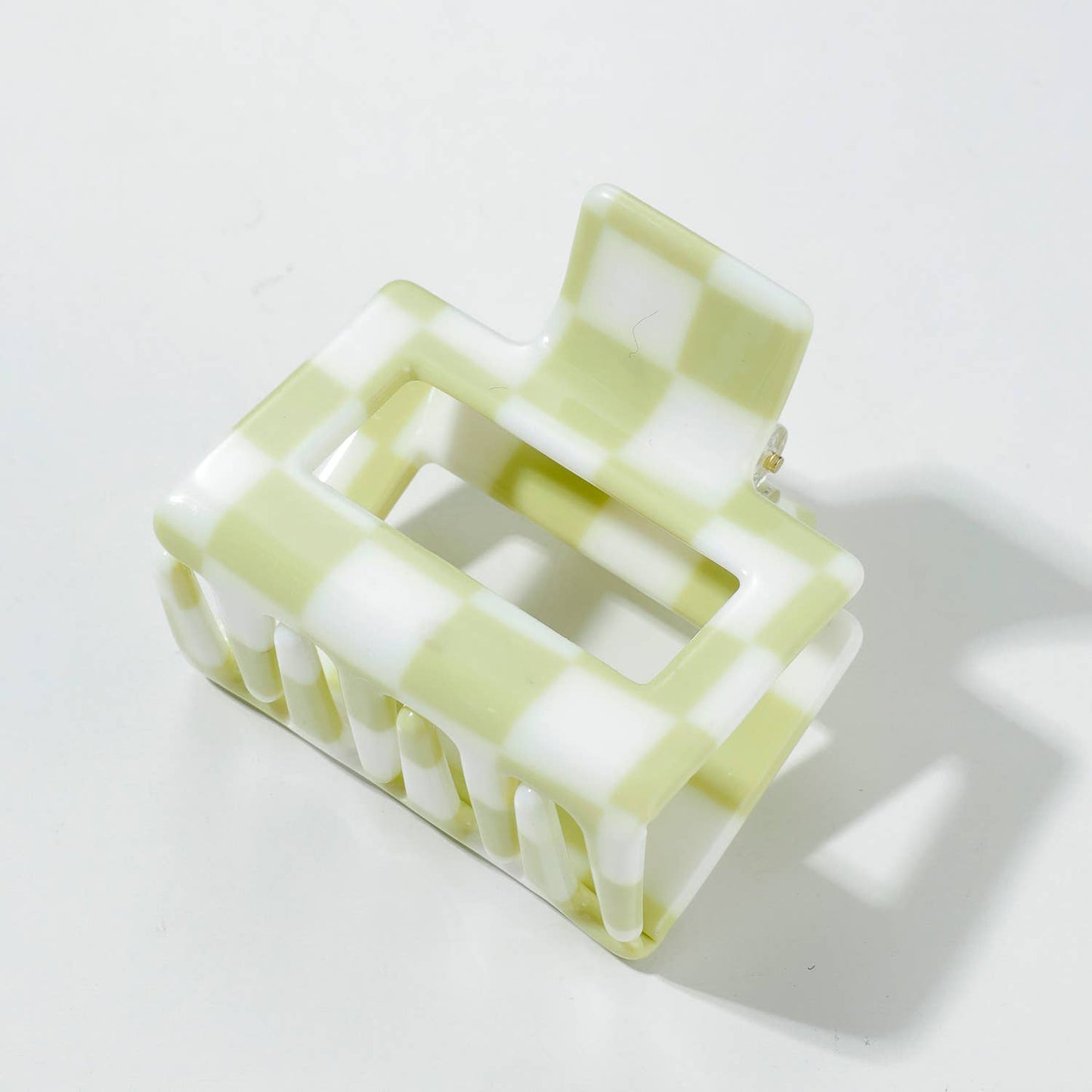 Adorro - Pistachio & White Checkered Claw Clips (small)