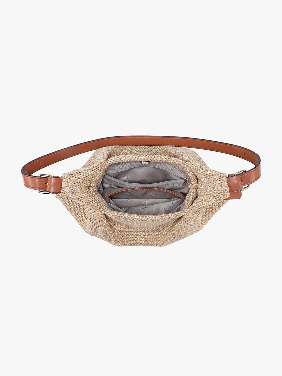 Jen & Co. - Samantha Soft Straw Woven Shoulder Bag w/ Snap Closure