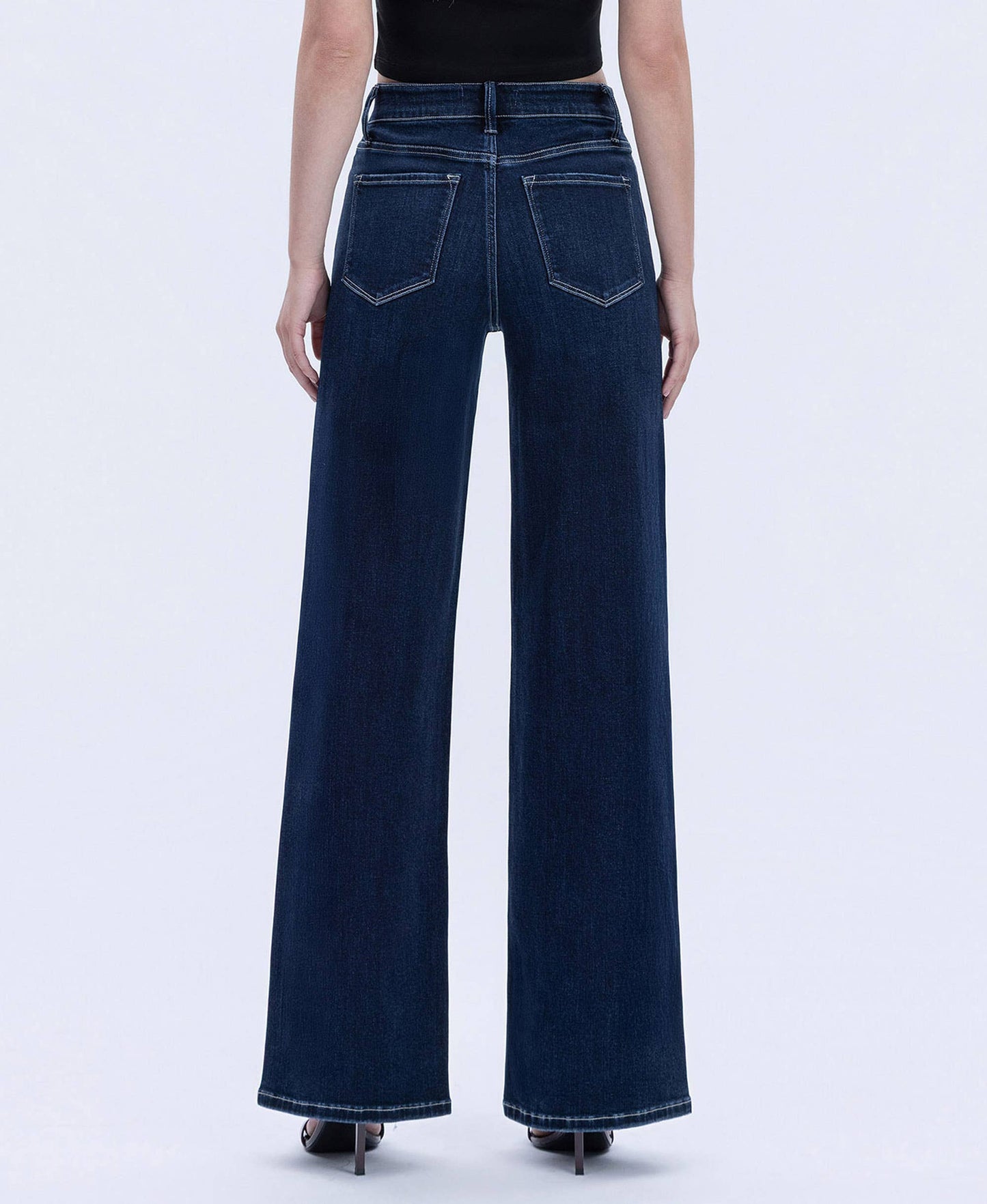 FLYING MONKEY - HIGH RISE DARK WASH FULL LENGTH WIDE JEANS