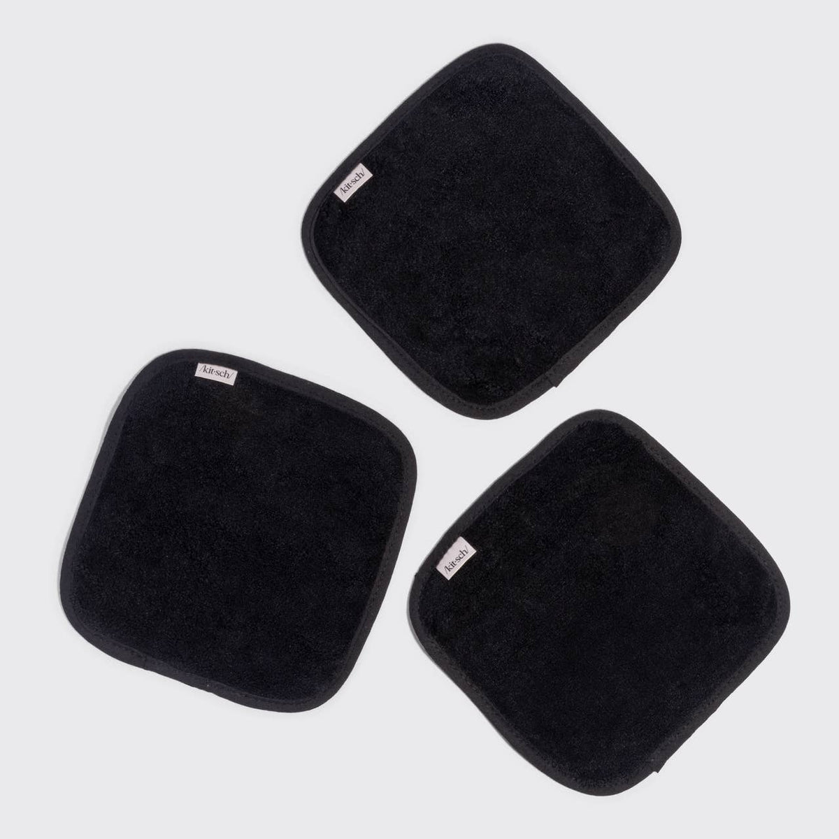 KITSCH - Microfiber Face Towels 3pc Set - Black