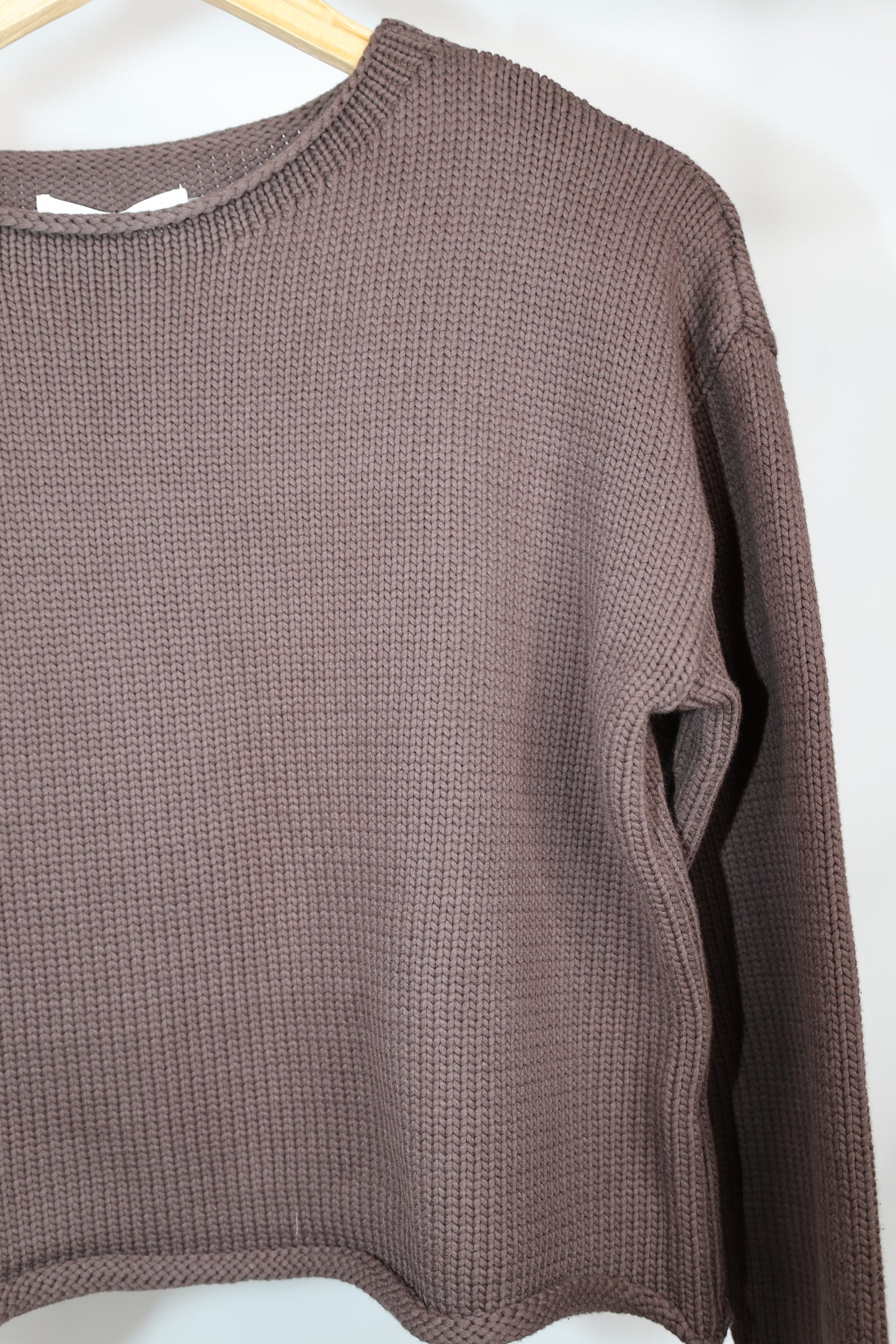 Mustard Seed - Brown Chunky Knit Cropped Sweater