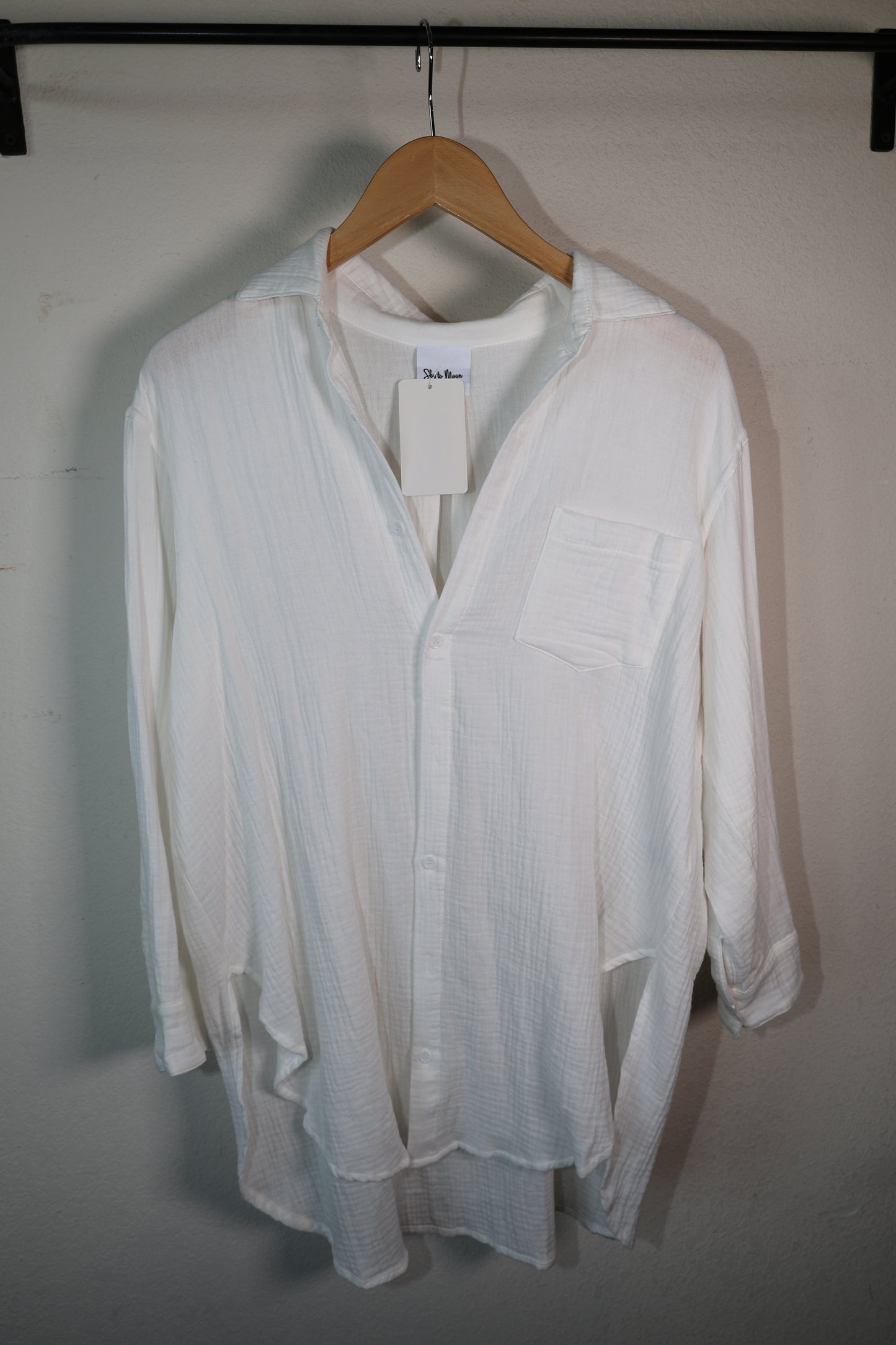 Sky to Moon - OVERSIZED SOLID COLOR COVER-UP COLLAR SHIRT